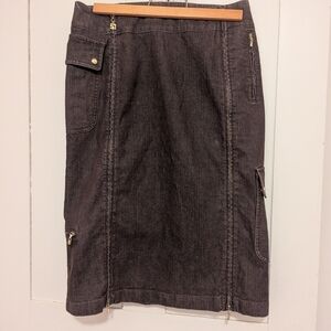 🟤 St. John Sport by Marie Gray Mocha Skirt size 8 cargo denim zippers pockets